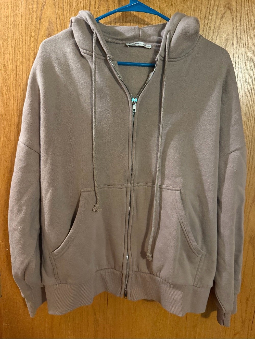 Zenana Outfitters Taupe Full-Zip Hoodie